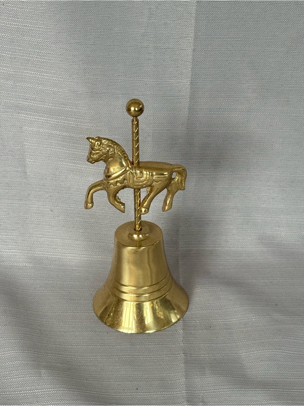 Vintage Brass Carousel Horse Bell - Gold Tone